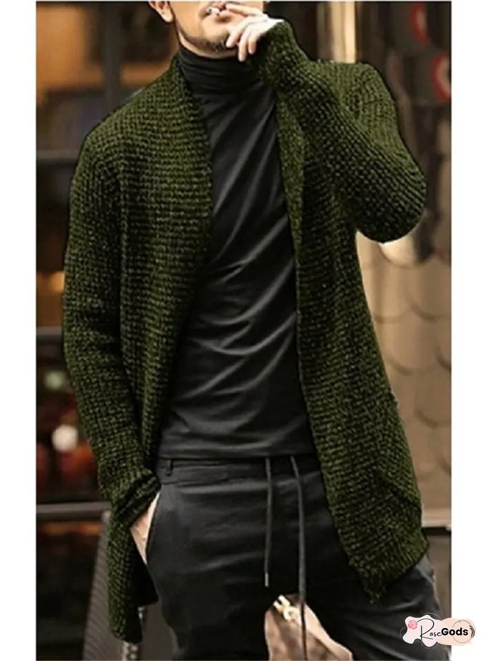 Men's Fall and Winter Long-sleeved Knitted Cardigan Windbreaker Sweater Coat