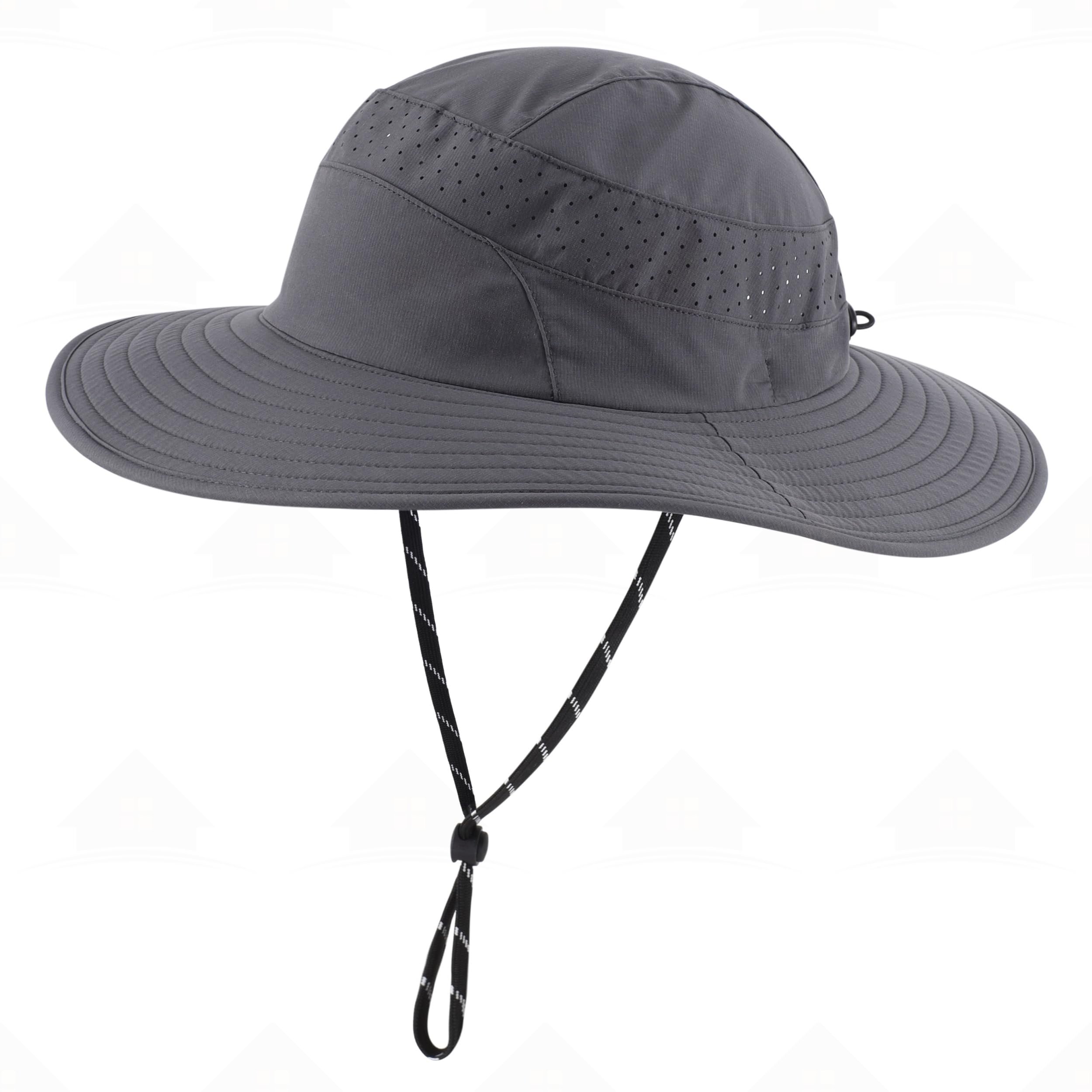 Home Prefer UPF 50+ Wide Brim Sun Hat for Men Women UV Protection Bucket Hats Outdoor Breathable Safari Hat for Fishing Hiking