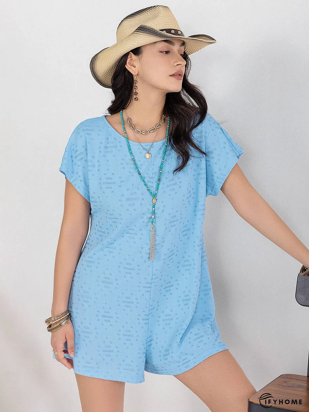 Round Neck Short Sleeve Romper | IFYHOME