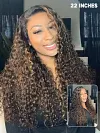  Wear and Go Blonde Highlights Water Wave Minimalist Wigs Casual Glueless with Natural Hairline Wig