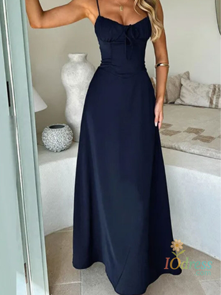 IO Dress V-neck Sleeveless Camisole Solid Color Lace Up Women's Dress Fashionable Street Vacation Elegant Style Summer Dresses IO Dress