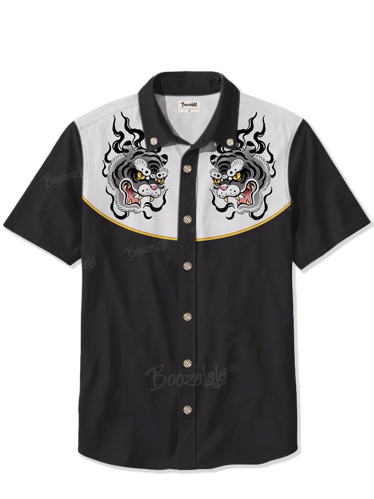 Retro Tattoo Tiger - 100% Cotton Shirt