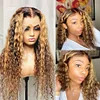 Glueless Hightlight Mixed Blonde Brazilian Long Hair Curly Wig