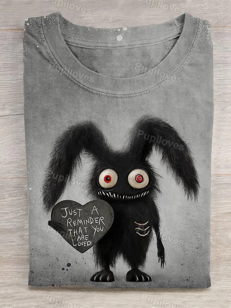 Pupiloves Pupiloves  "Just A Reminder That You Are Loved" Furry Gothic Bunny Doll Illustration Printed T-shirt