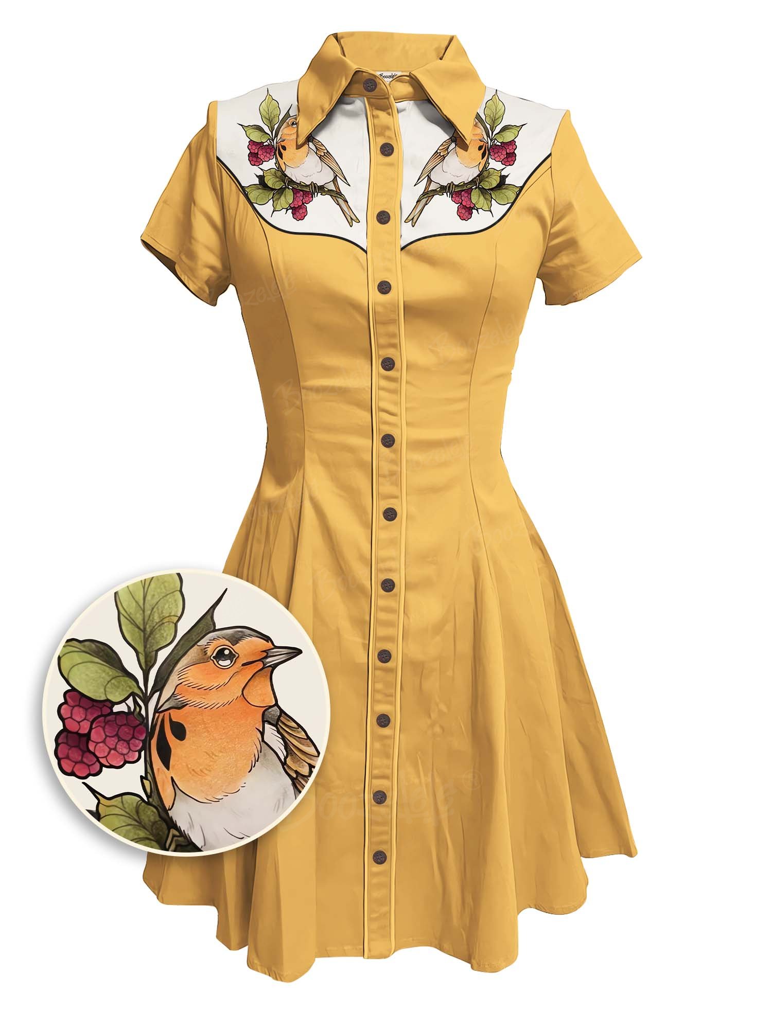 Robin On A Branch - 100% Cotton Dress