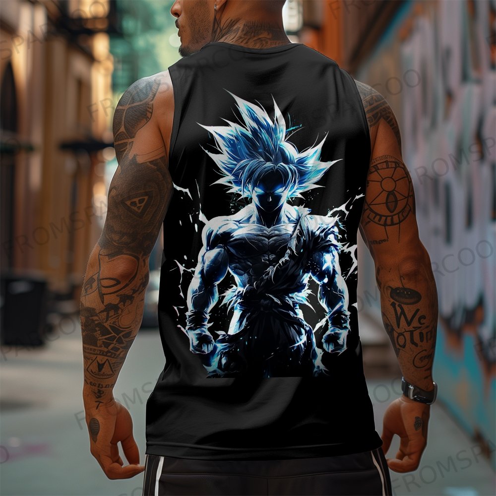 Oversized Anime Print Gym Tank Top  