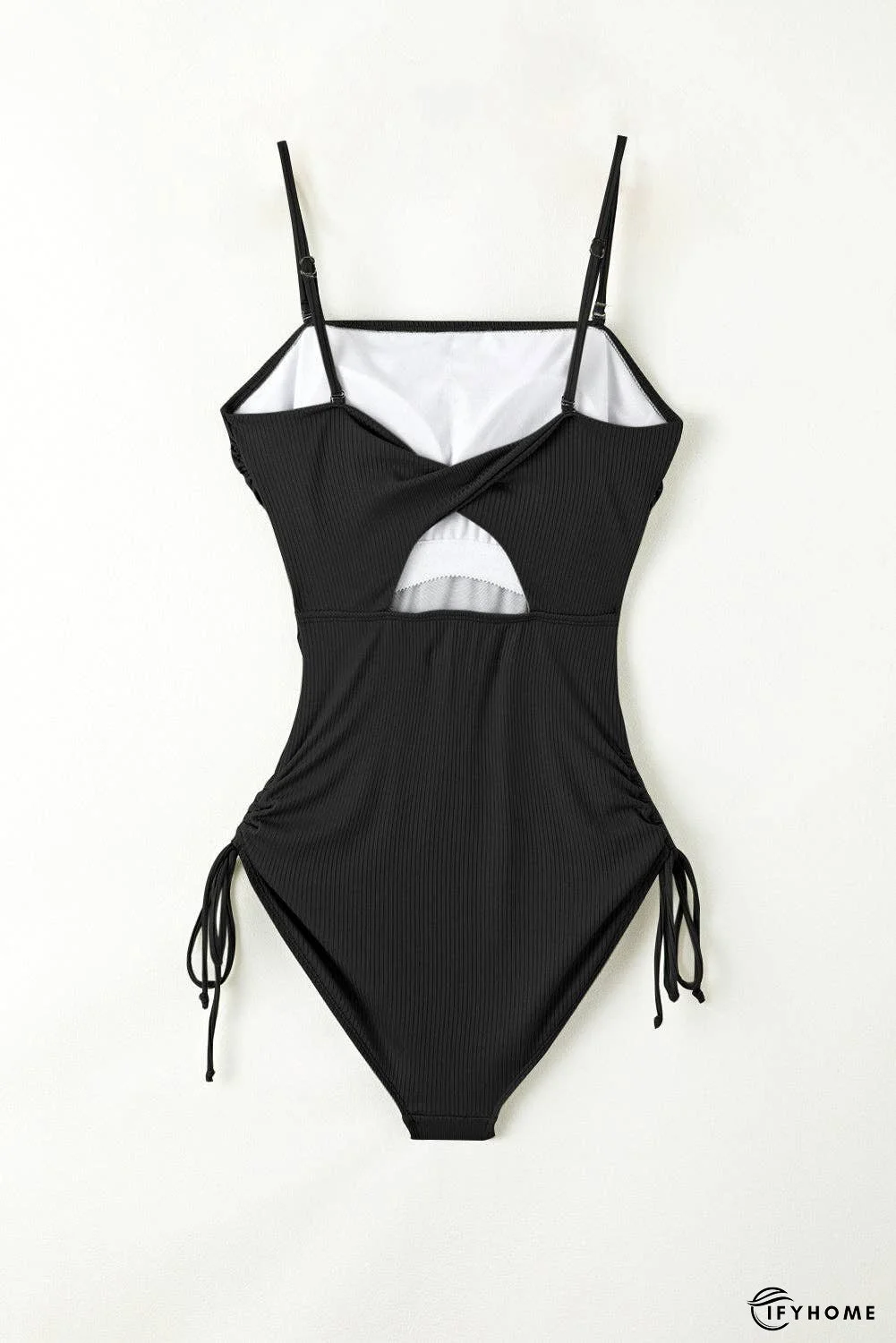 Drawstring Spaghetti Strap One-Piece Swimwear | IFYHOME