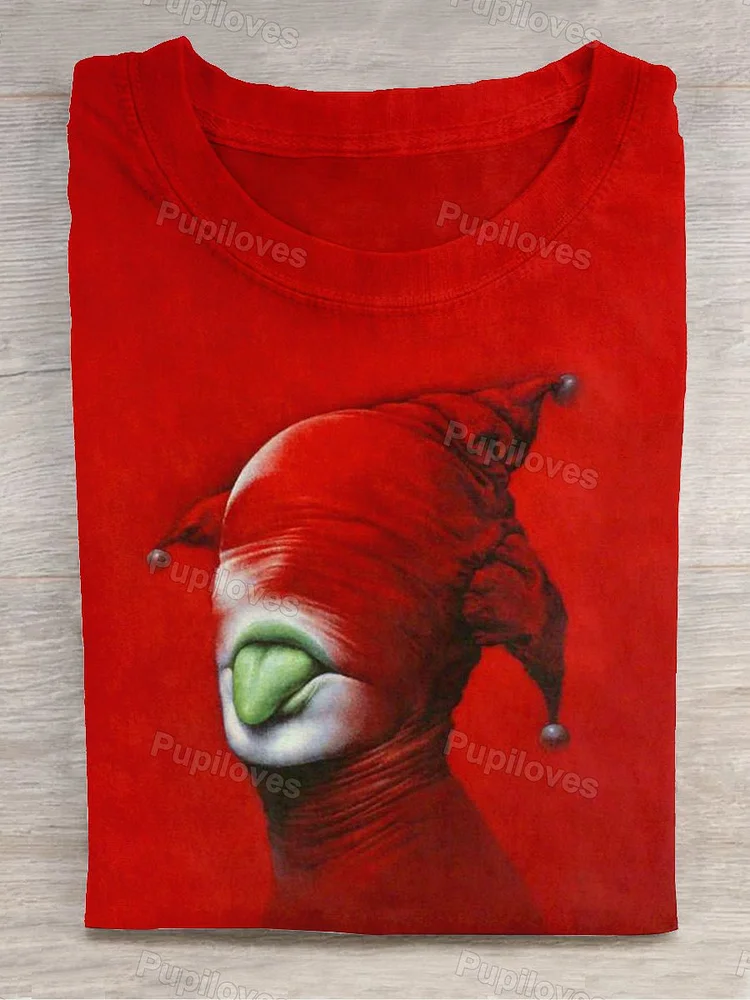 Pupiloves Pupiloves  Unisex Joker Art Print Casual Round Neck Short Sleeve T-Shirt
