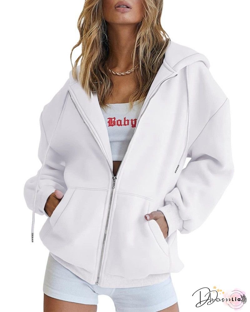 Women&lsquo;s Lightweight Hooded Cardigan Sweatshirt - Soft Zip-Up Jacket, All-Season Gym & Everyday Outerwear, Light Grey with Zipper Closure, Casual Athletic Outerwear for Women, Versatile Layering, Sporty Design, Durable Construction, Pullover Hoodie, Women