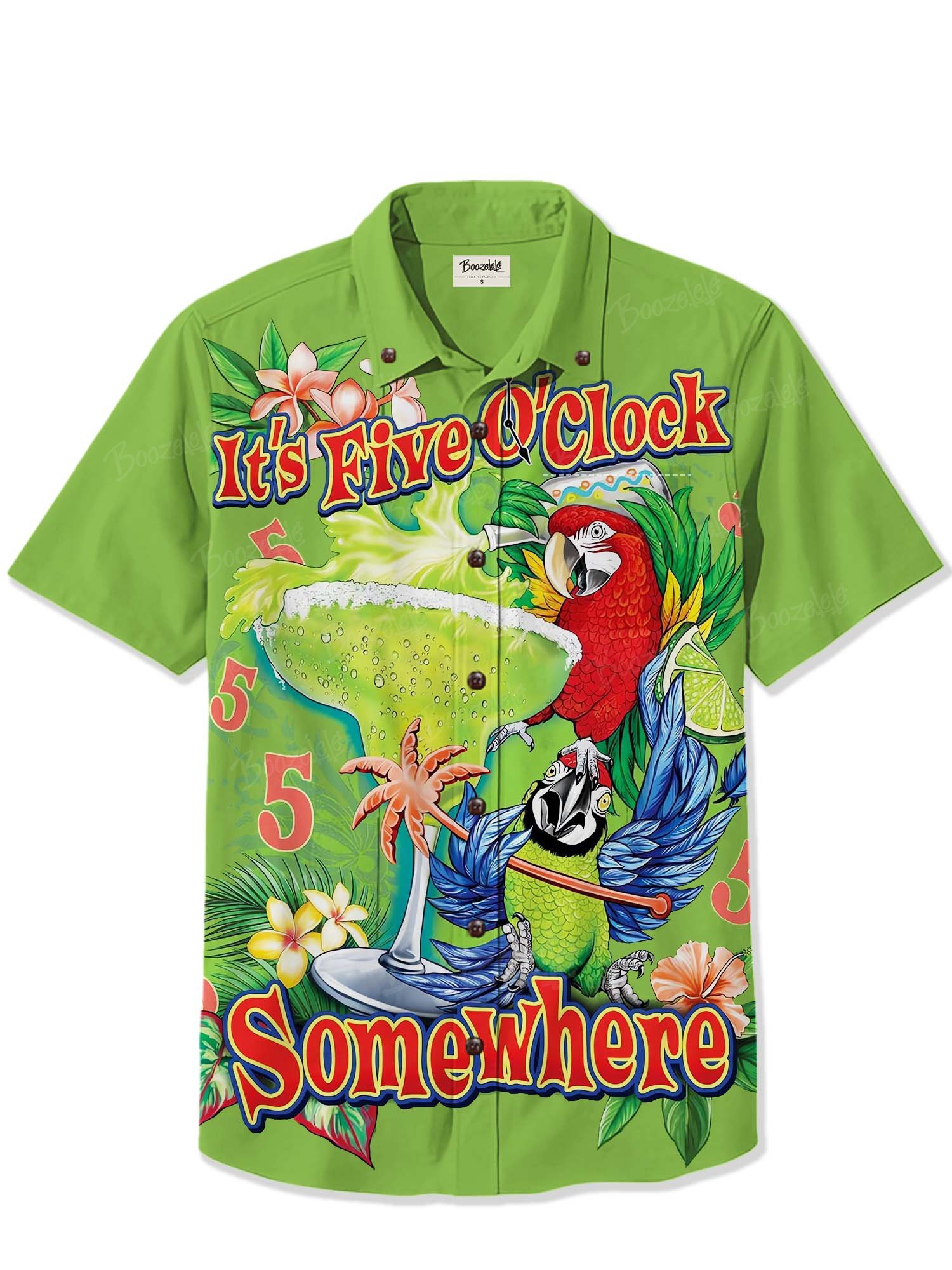 Parrot And Cocktails It'S 5 O'Clock Somewhere - 100% Cotton Shirt