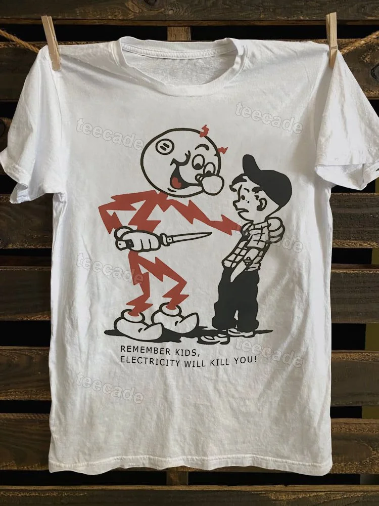 Teecade Teecade Don’t Fuck with Mr. Electricity Funny Retro Vintage White T-shirt