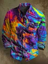 Abstract Color Clash Art Rendering Casual Printed Long Sleeve Shirt