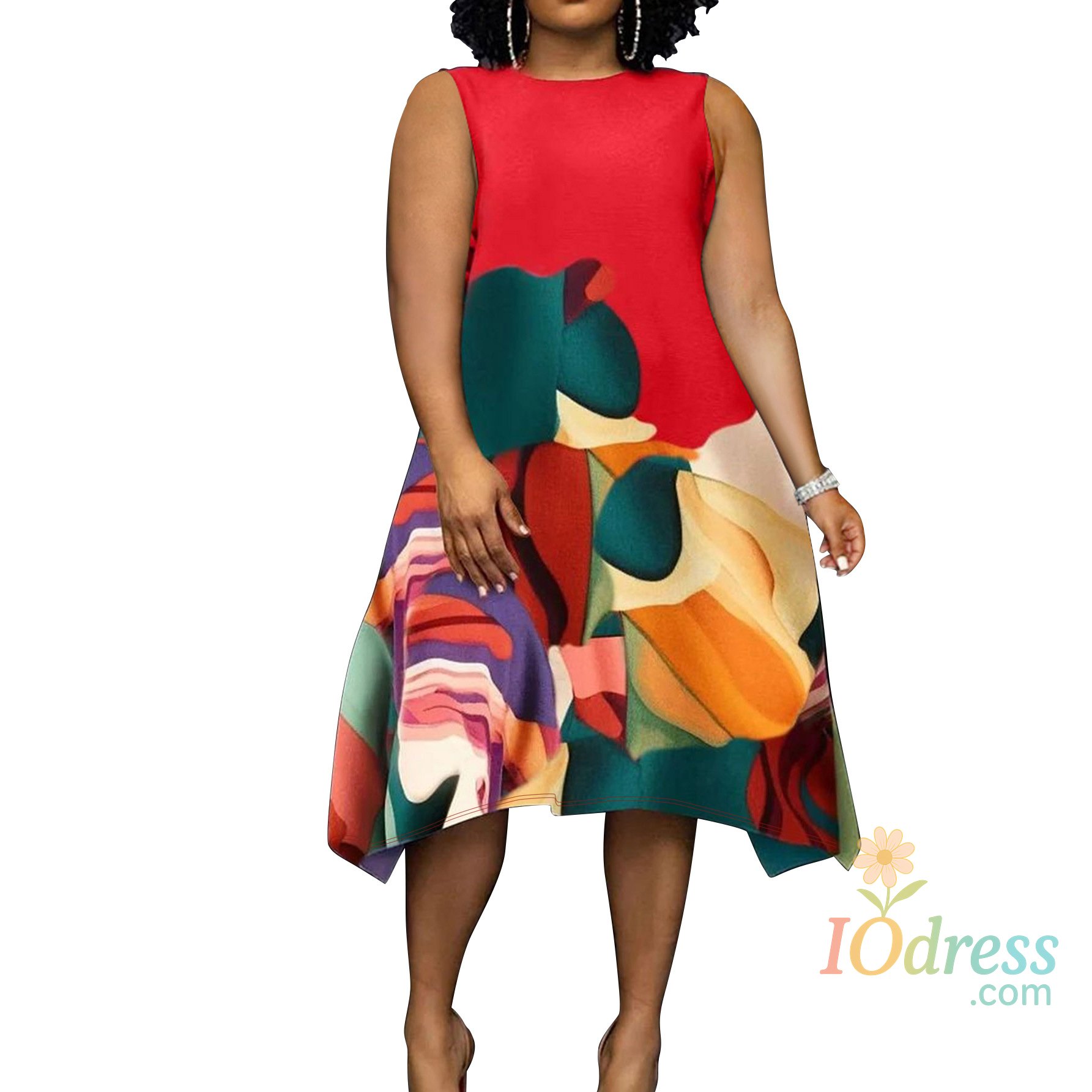 IO Dress XL-5XL Plus Size Clothes Dresses Women Robes Summer Autumn Sleeveless Street Style Casual 3XL 4XL Big Size Midi Dress Oversize