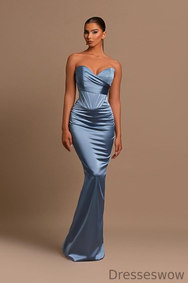 Dresseswow Dusty Blue Sweetheart Long Evening Dress Mermaid Long Online