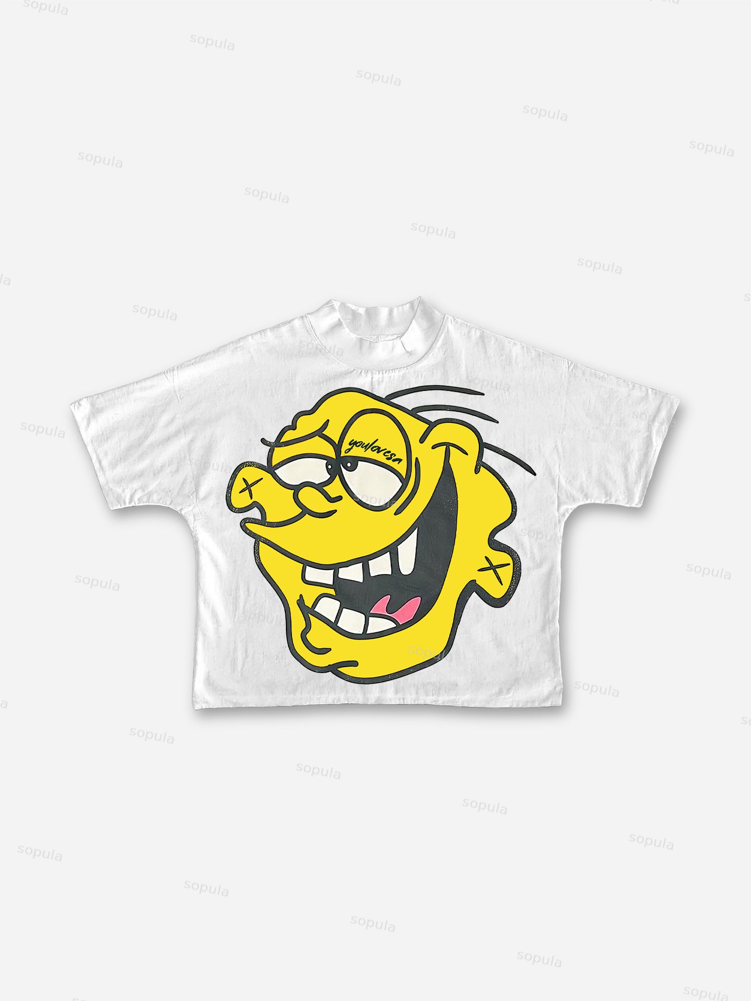 Unisex Funny Cartoon Graphic Cropped T-Shirt
