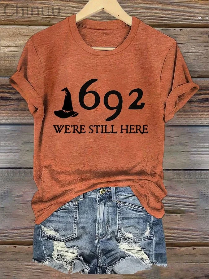 Women's 1692 Salem Witch "We're Still Here" Print T-Shirt 
