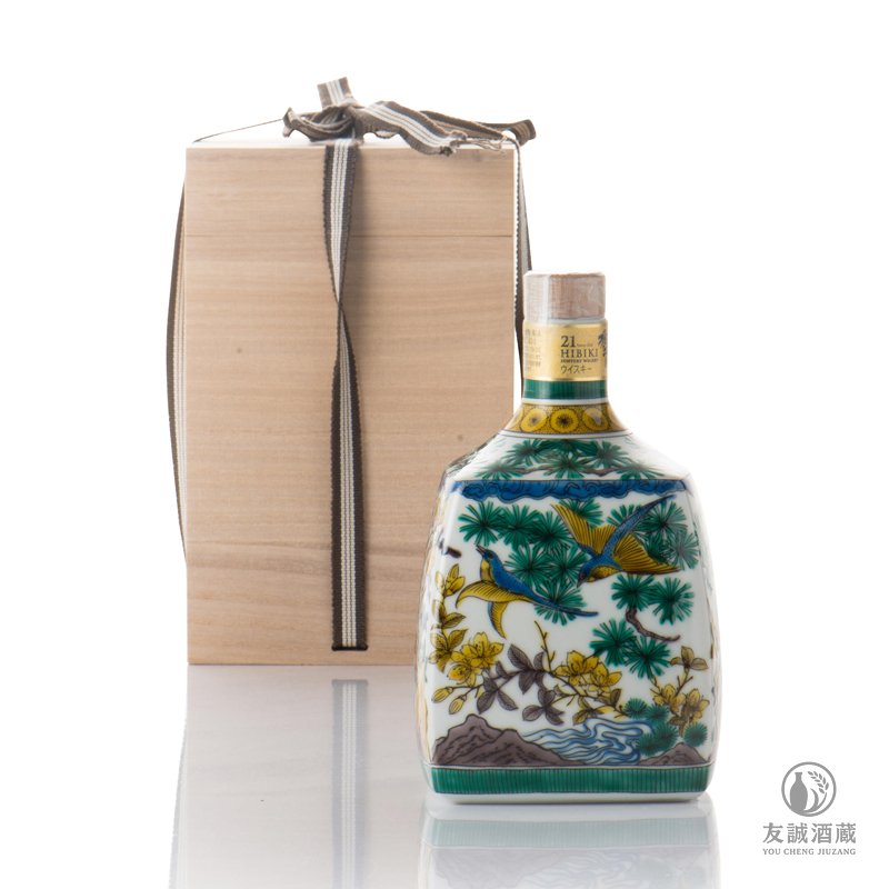 HIBIKI響21年 九谷燒 吉田屋風花鳥圖角瓶 友誠酒藏