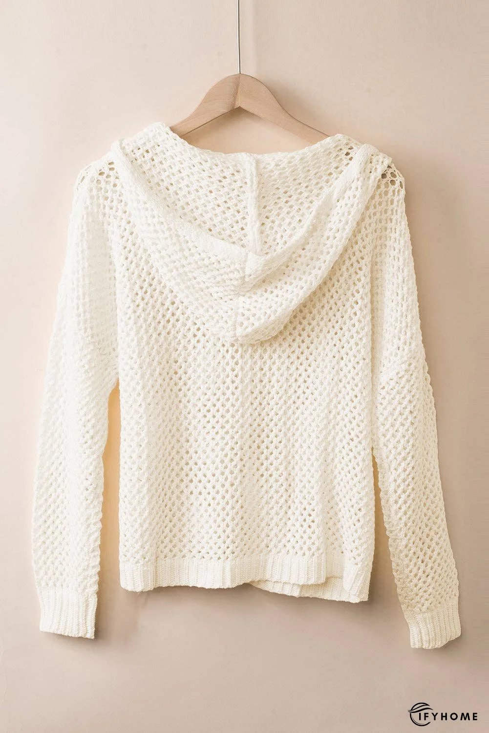 Openwork Lace-Up Hooded Sweater | IFYHOME