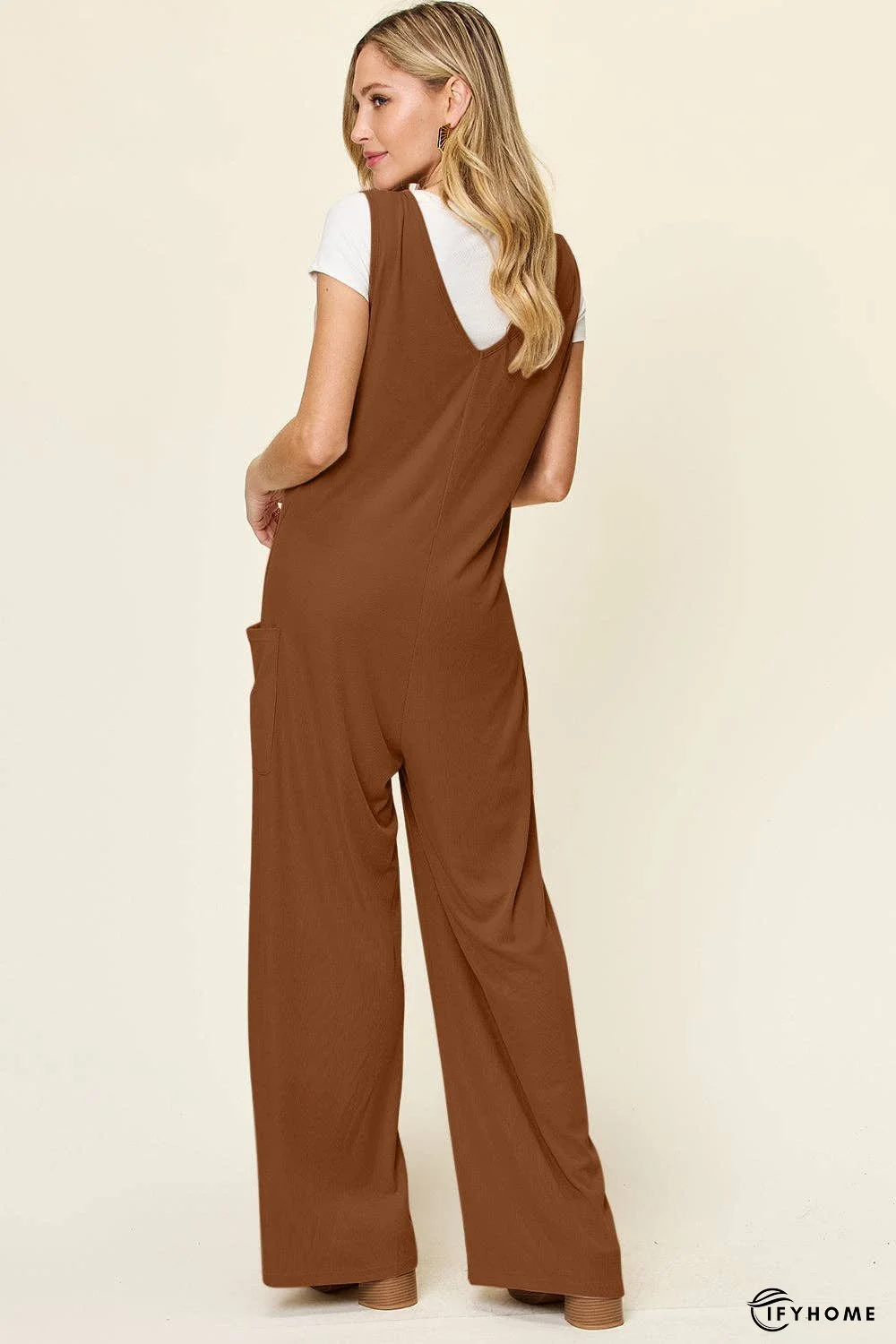 Double Take Full Size Sleeveless Wide Leg Jumpsuit with Pockets | IFYHOME