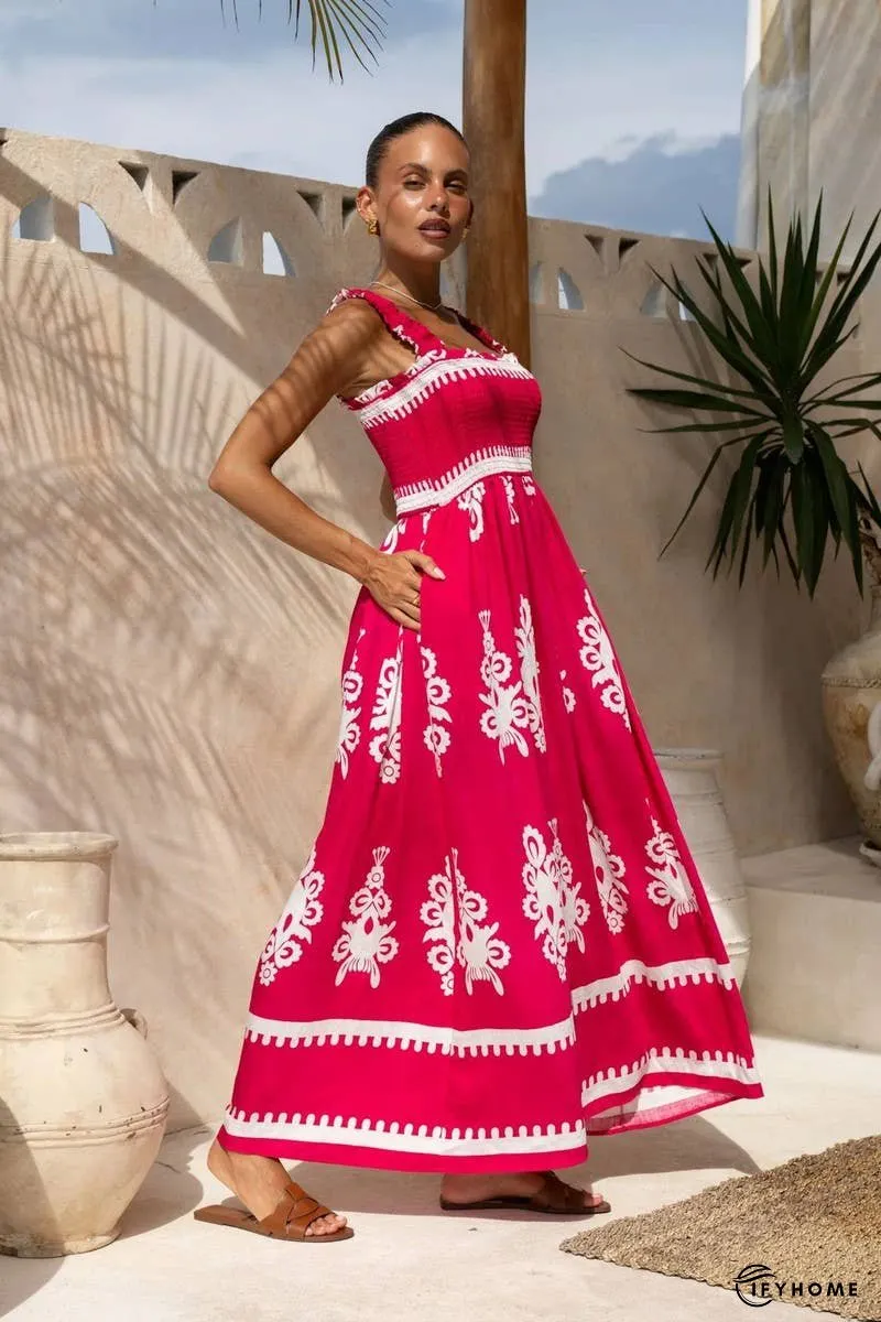 Boho Floral Spaghetti Strap Beach Vacation Dress | IFYHOME