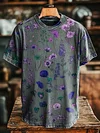 Unisex Retro Floral Print Casual Loose Short Sleeve T-Shirt