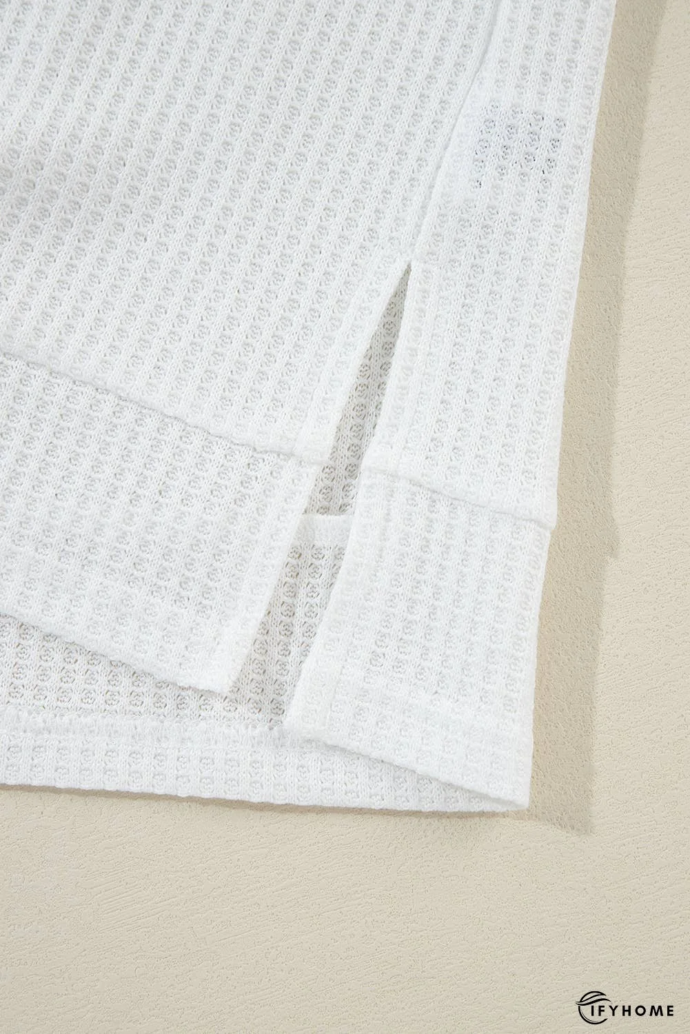 Leopard Patchwork Turn-down Collar Waffle Top | IFYHOME