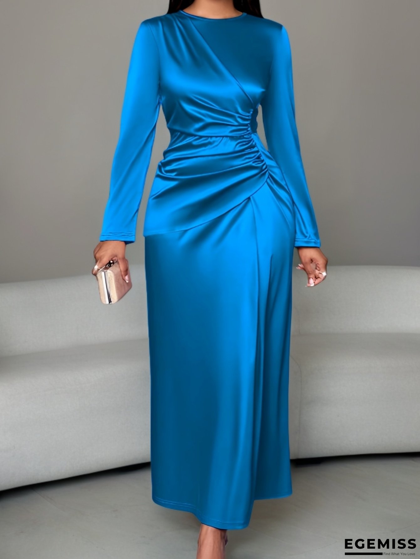 Women's Elegant Formal & Everyday Maxi Dress - Long Sleeve A-Line Party, Office, Wedding - Stretchy yet Structured Fit - Machine Washable Elegant Evening Gown, Dresses for Wedding Guest Elegant, Formal Wear, High Waist Design, Smooth Fabric Finish | EGEMISS