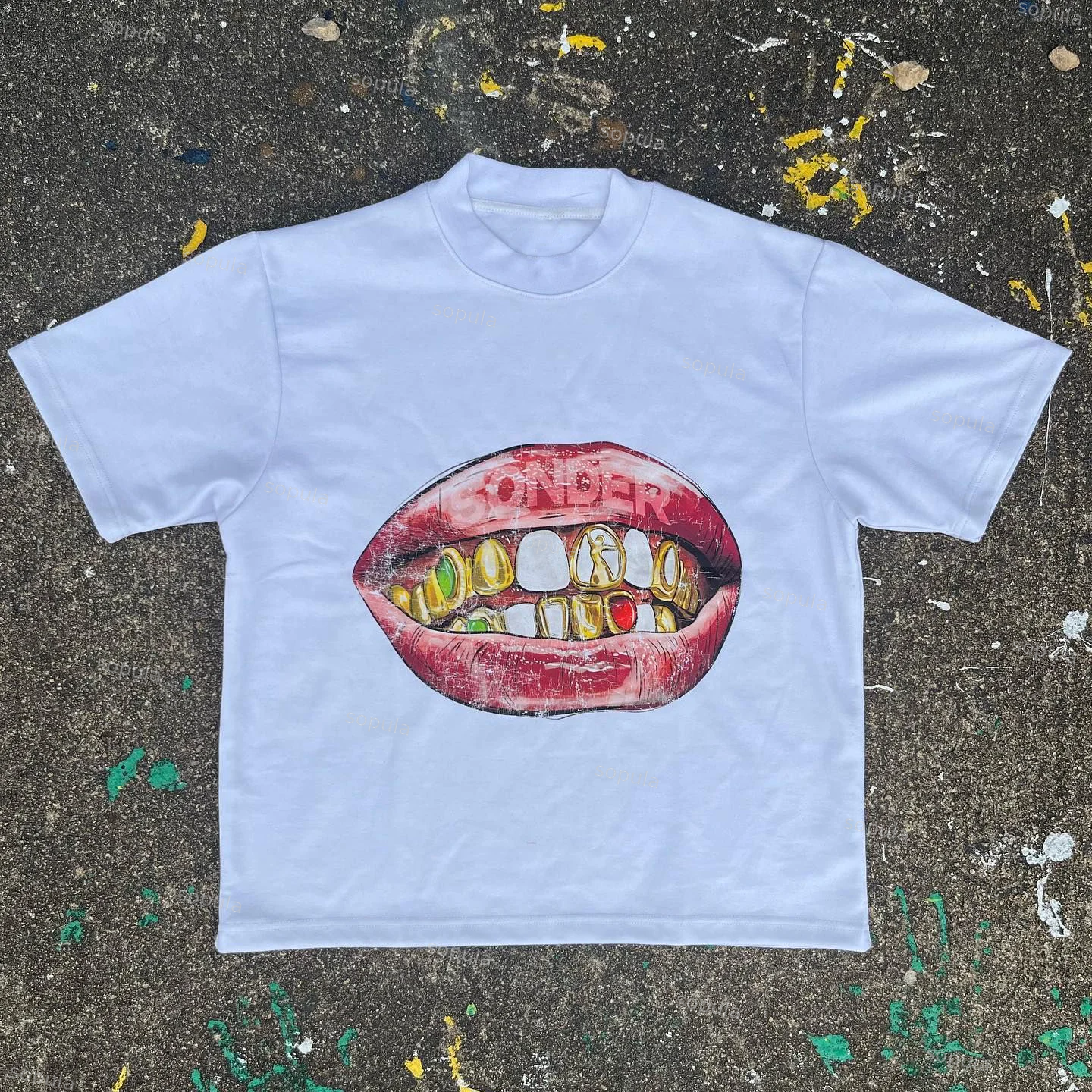 Sopula Unisex Gold Teeth Print Graphic T-Shirt