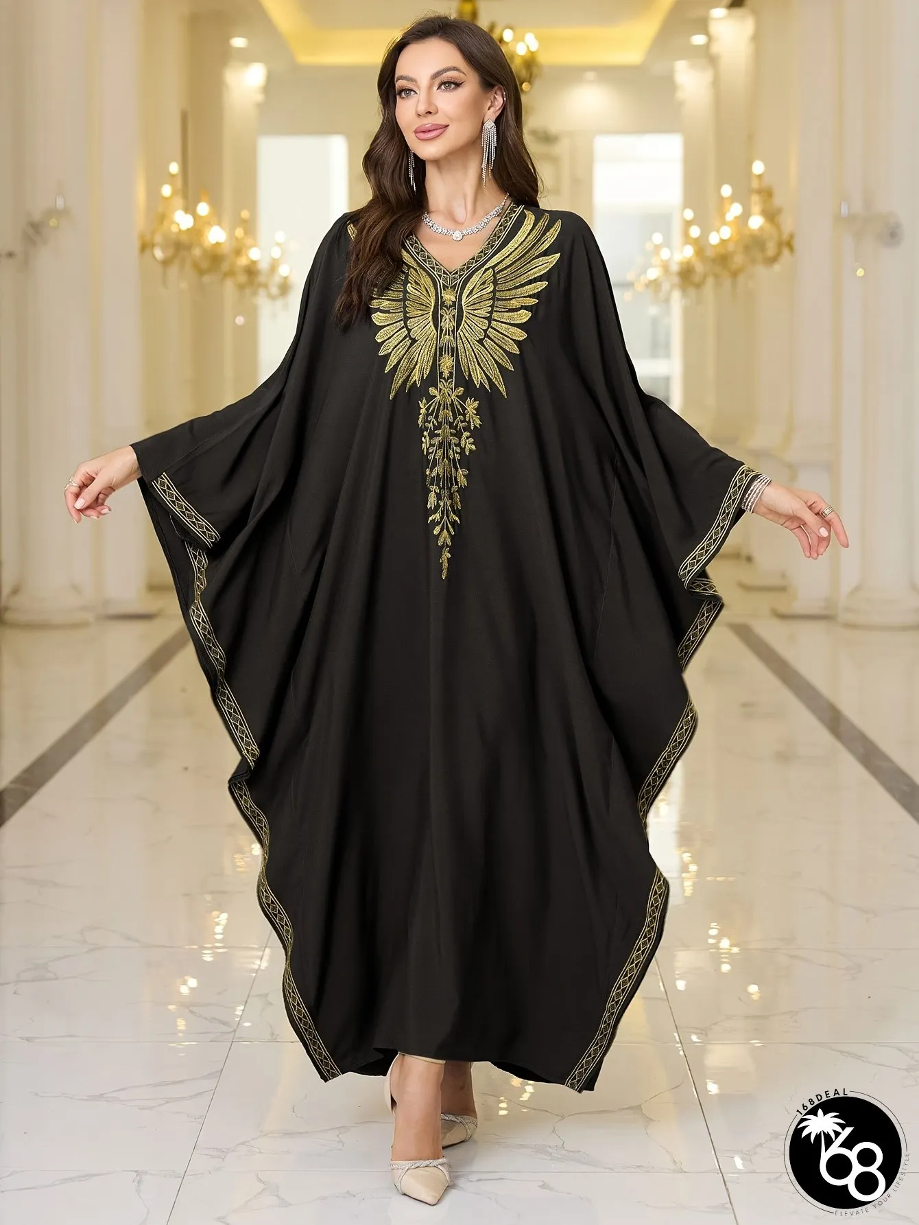 Embroidered Caftan Dress For Women Plus Size Beach Bathing Suit Cover | 168DEAL