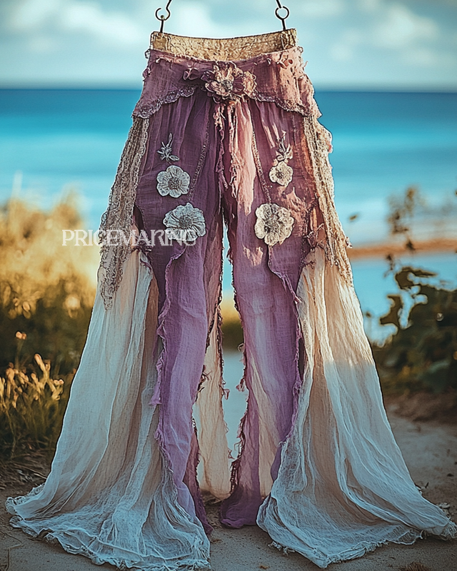 Summer Vacation Ruffle  Lace Patchwork Pant ccdb f4d8