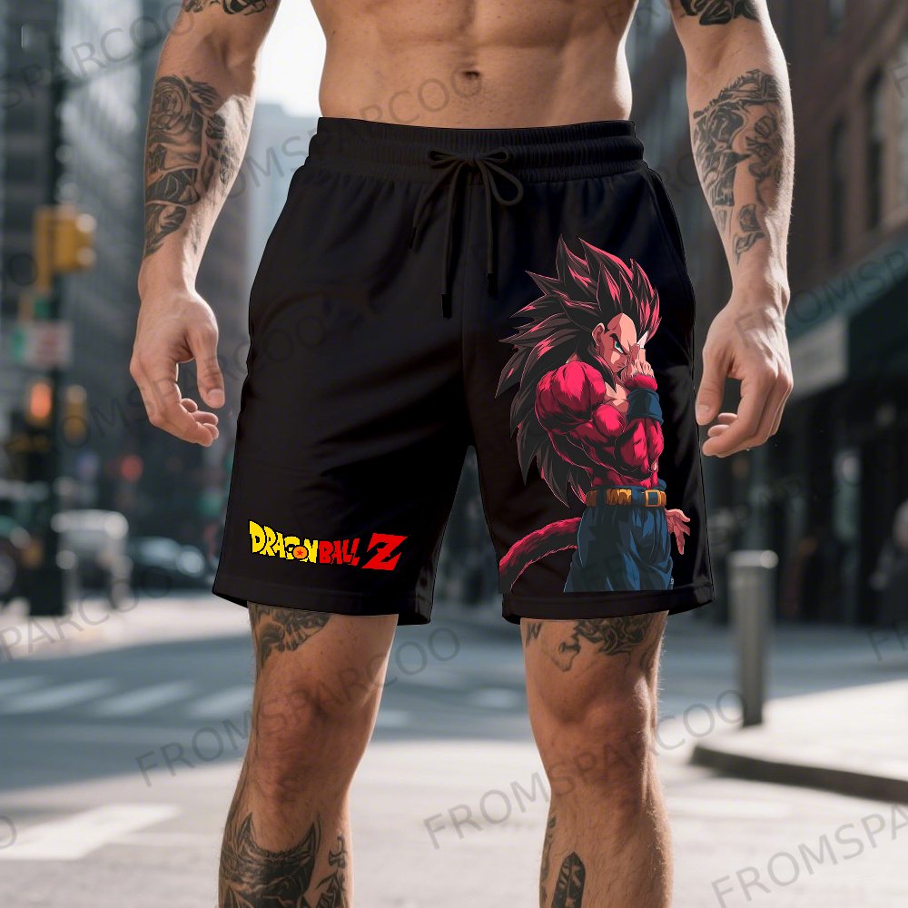 Men's Casual Cotton Dragon Ball Anime Printed Shorts
