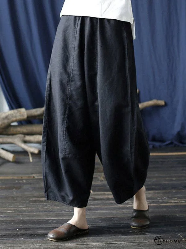 Simple Solid Color Elasticity Waisted Wide Leg Pants | IFYHOME