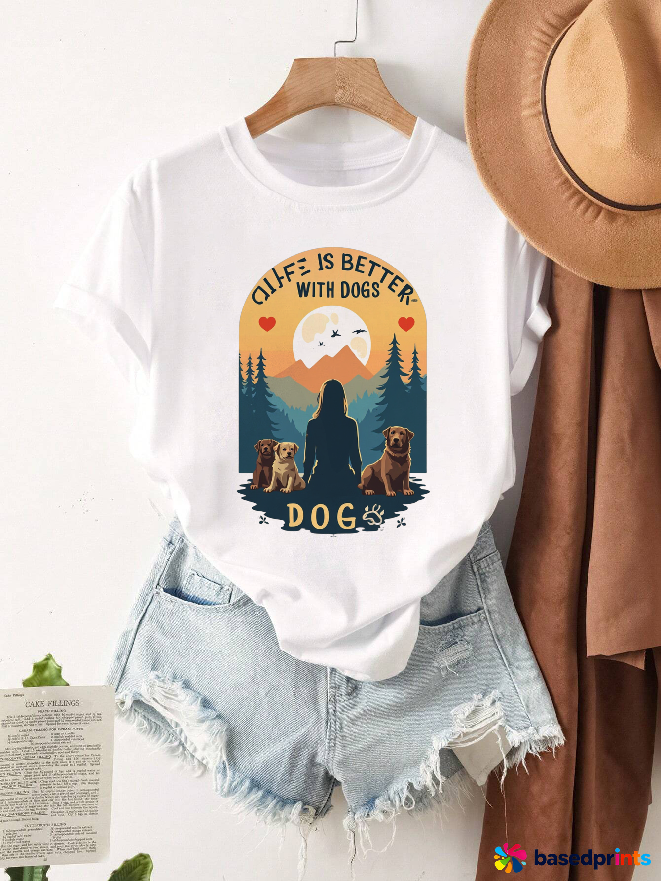 Life Is Better with Dogs T-Shirt Women's Casual Short-Sleeved T-Shirts
