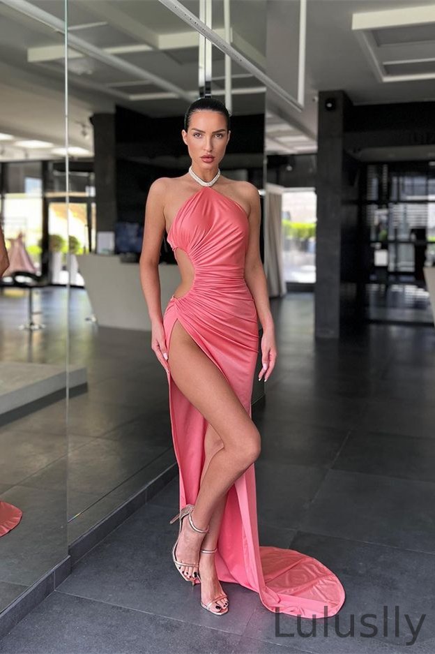 Luluslly Halter Sleeveless Mermaid Evening Dress Split Long Online