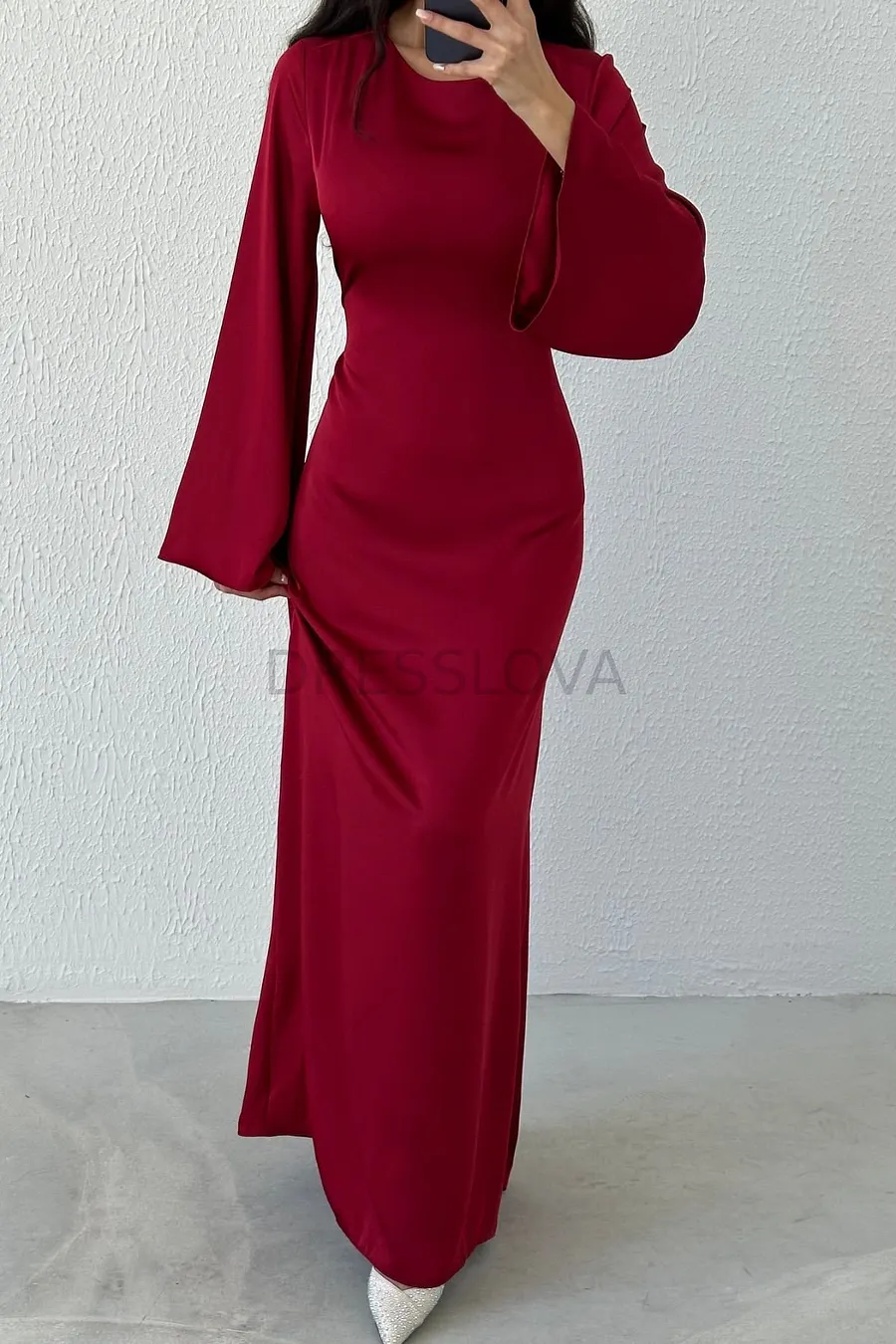 Flared Sleeve Fishtail Dress-Clearance