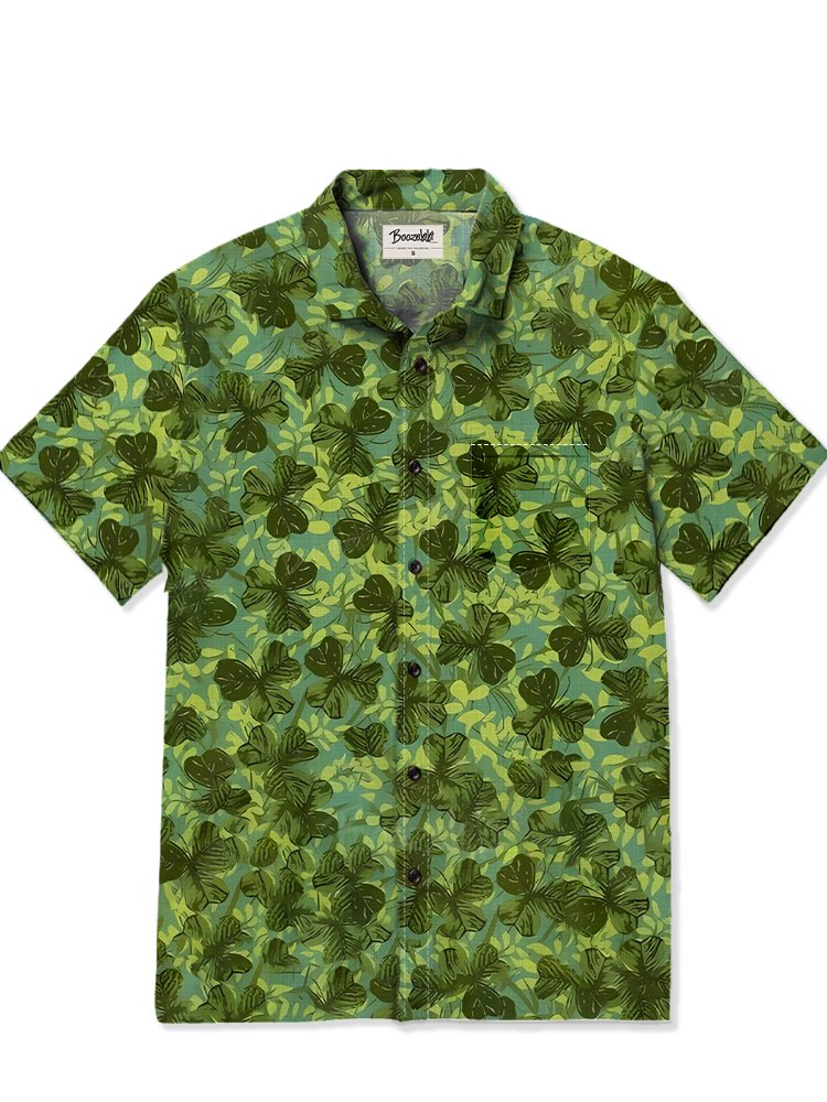 St. Patrick'S Day Clover - Slub Linen Shirt