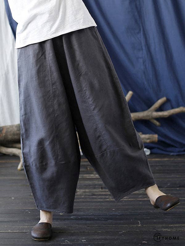 Simple Solid Color Elasticity Waisted Wide Leg Pants | IFYHOME