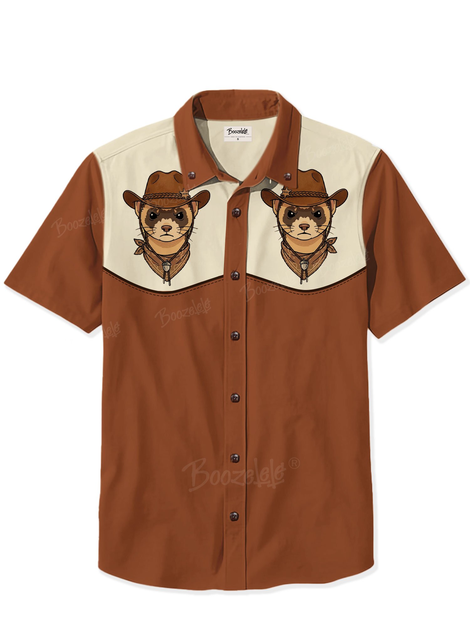2026 Spring Music Festival, Terra Cotta & Cream, Cute Animal Cowboy Graphic- 100% Cotton Shirt