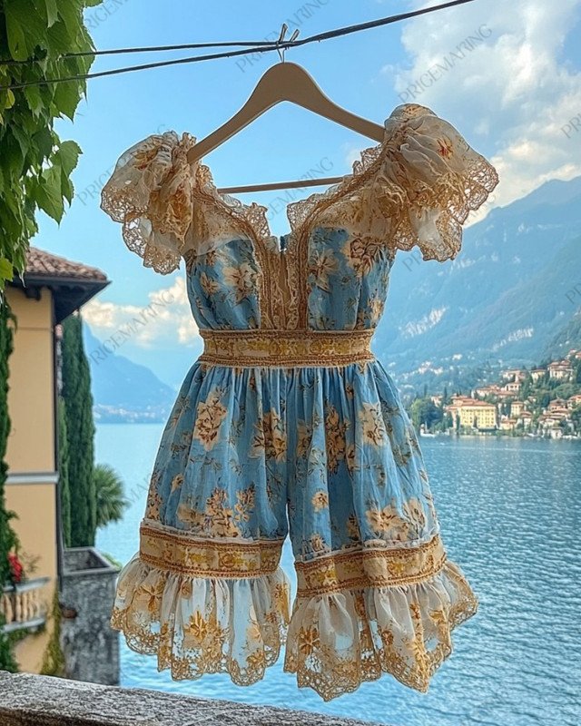 Summer Vacation Ruffle Lace Romper 6c01