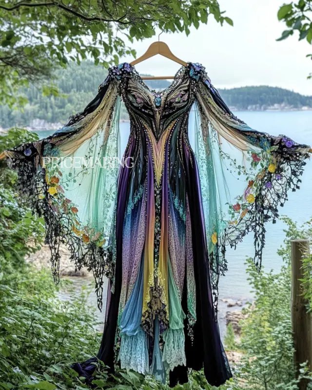 Summer Vacation Ruffle Lace Chiffon Contrast Dress c59c