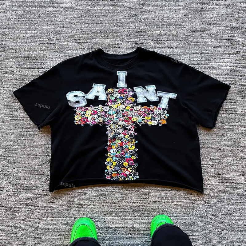 Vintage Saint Cross Art Graphic Cotton T-Shirt - Sopula｜Premium Graphic Tees & Graphic Clothing