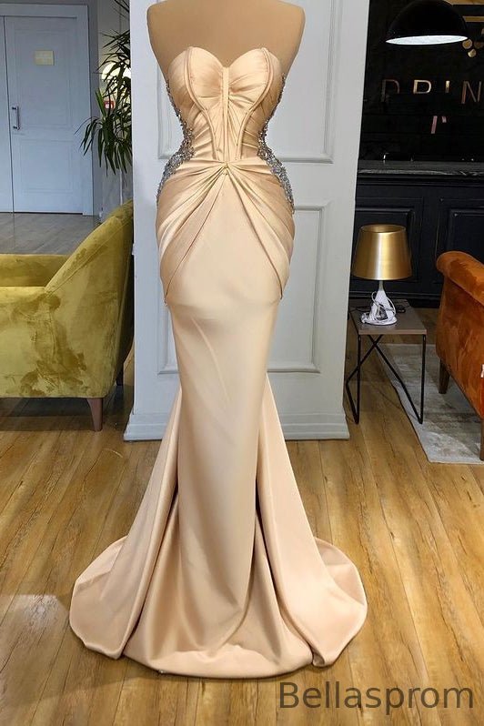 Bellasprom Sweetheart Champagne Mermaid Prom Dress Long With Beads Bellasprom