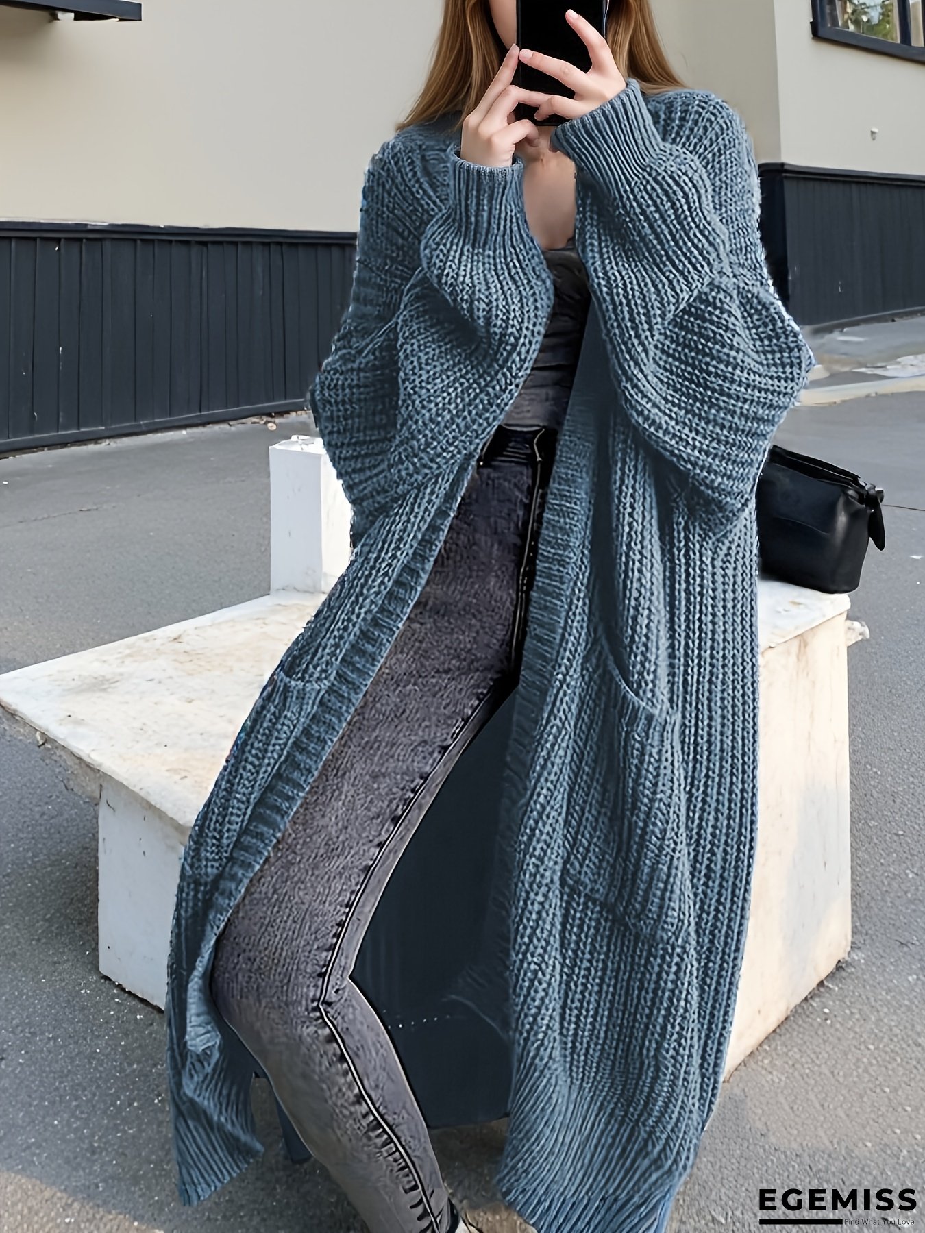 Women's Autumn and Winter Casual Elegant Long-Sleeve Cardigan with Pockets | EGEMISS