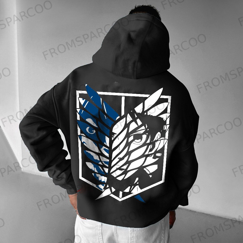 Unisex Oversized Attack on Titan Anime Print Hoodie