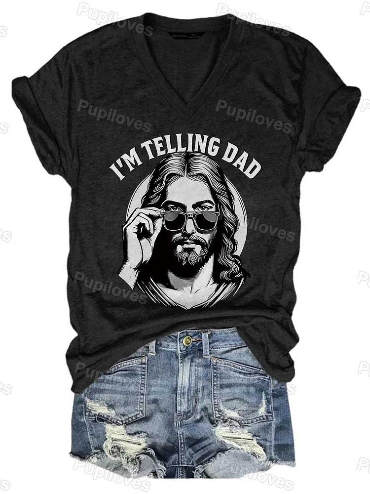 Pupiloves Pupiloves I m Telling Dad V-Neck T-shirt