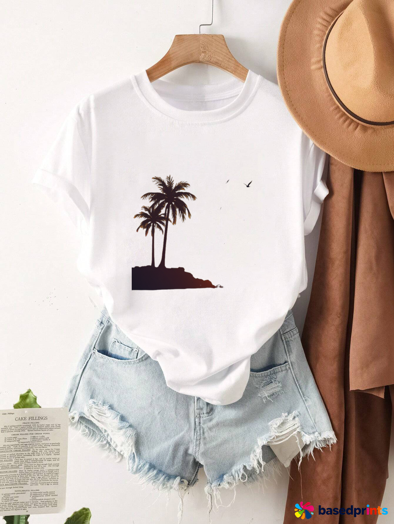 Palm Tree Print T-Shirt Women Summer Casual Tee