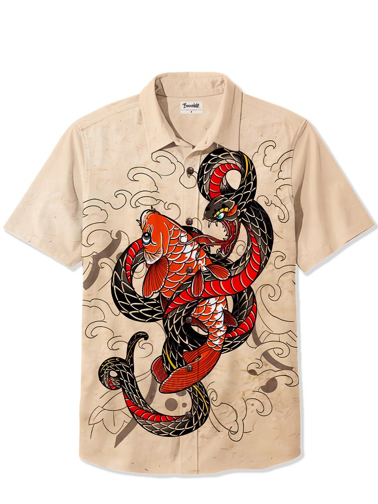 Retro Tattoo Koi Snake - 100% Cotton Shirt
