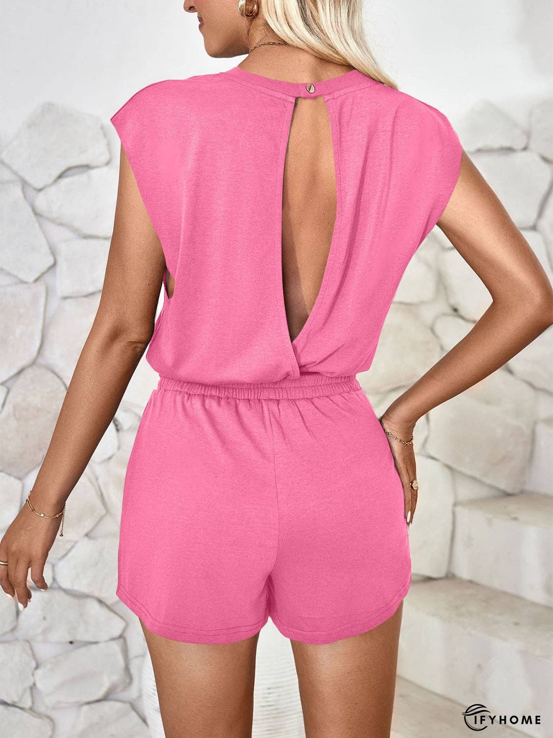 Cutout Round Neck Cap Sleeve Romper | IFYHOME