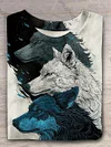 Unisex Cool Three-Color Wolf Print Casual T-shirt