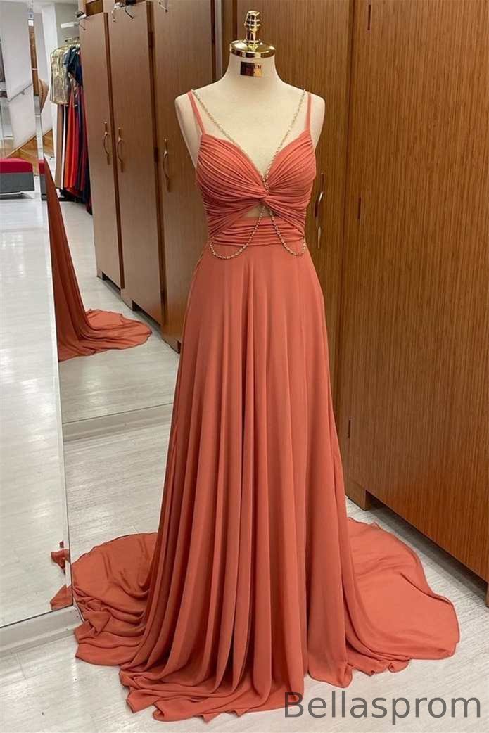 Bellasprom Spaghetti-Straps Sweetheart Sleeveless A-line Prom Dress Chiffon Bellasprom